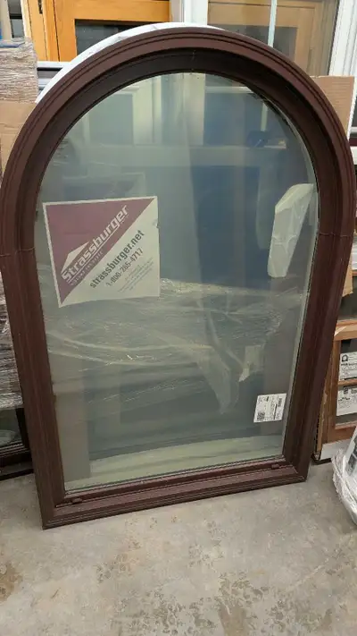 Two Brand New Strassburger Fixed Windows Commercial Brown Exterior Frame: 34" x 50-7/7" x 4" Depth B...