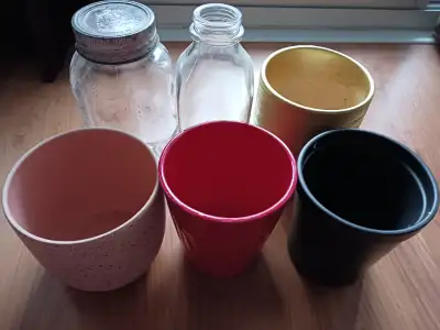 Collection of orchid planters and jars + 2 more not pictured, View more