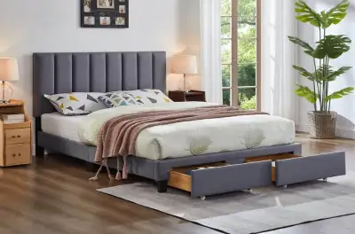 Huge Saving - Fabric Bed - Platform Bed -Bed Frame - Storage Bed, View more
