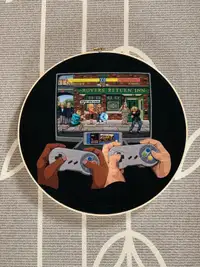 Embroidery Hoop Art - Coronation Street Fighter