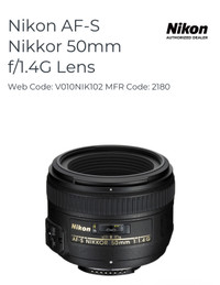 Nikon AF-S Nikkor 50mm f/1.4G Lens