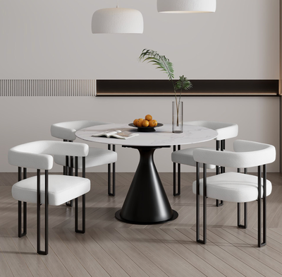 CALISTO AND SCARLET 5PC DINING SET IN WHITE TABLE AND IVORY CHAI, View more