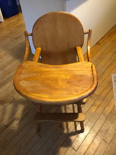 Antique wooden high chair with wheels hotsell