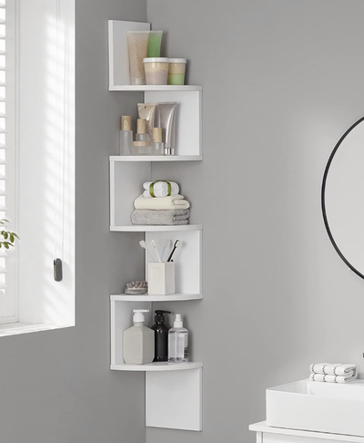 5-Tier Floating Corner Bookshelf Wall Mount, View more