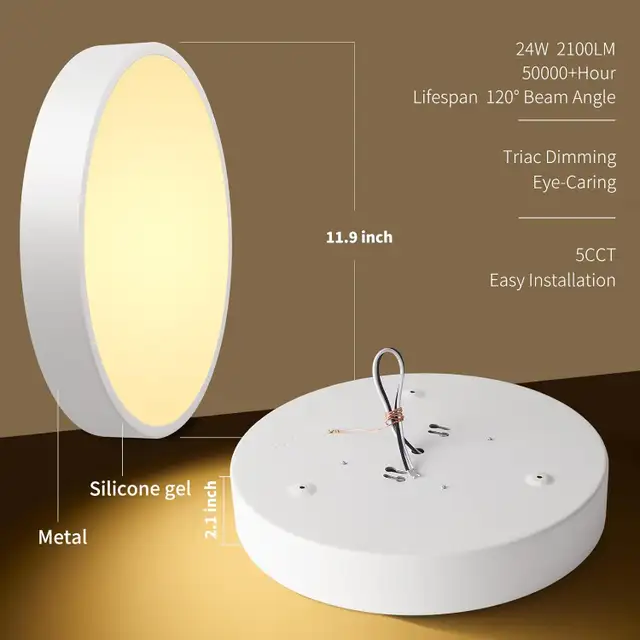 NEW 12" Ceiling Light LED Dimmable White Flush Mount 2700K-5000K in Indoor Lighting & Fans in Mississauga / Peel Region - Image 9