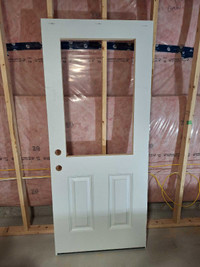 34in x 80in Exterior Fiberglass Door with 1/2 Lite [no glass]