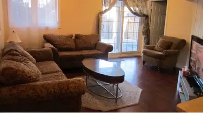 Available from now 2 bedrooms Two washrooms Laundry in unit Walk out to backyard Good for family of...