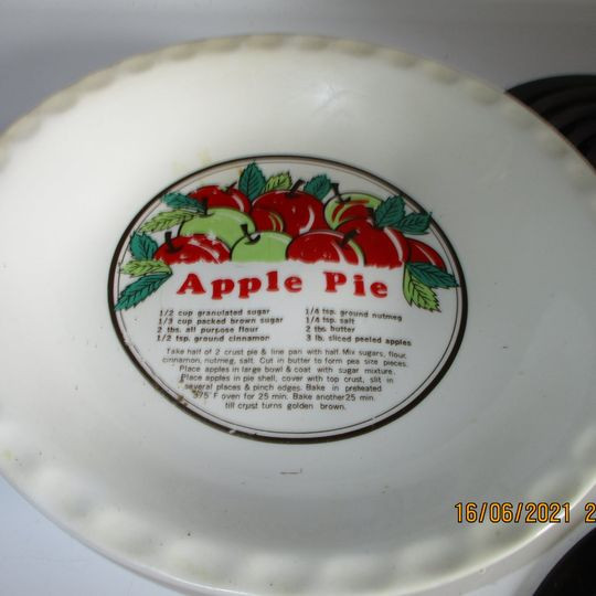 "VINTAGE" PIE PLATE WITH APPLE PIE RECIPE $25 FIRM. CASH in Arts & Collectibles in St. John's