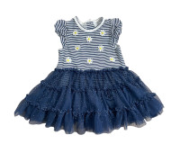 Little Me Baby Girl Navy & White Striped Polka Dots 12 Months 