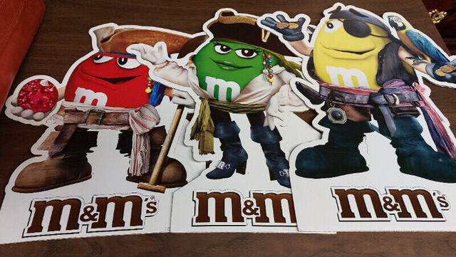M & M's  Pirate Cardboard Cutouts (2) Red  & Yellow M & Ms in Arts & Collectibles in Vernon
