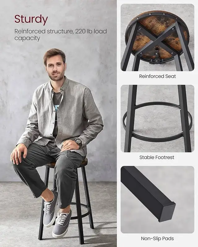 Counter Stools, Bar Chairs with Backrest, 24.6-Inch Tall Seat, R in Chairs & Recliners in Markham / York Region - Image 6