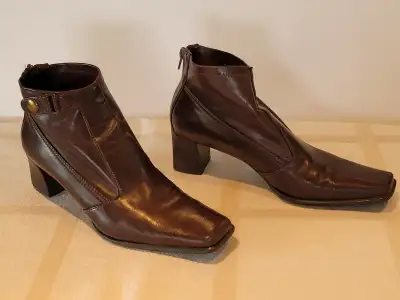 Brown Leather Ankle Boots - Franco Sarto - Women's Size 8-8.5, View more