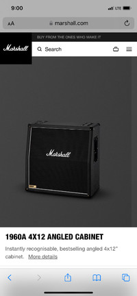 New/Mint Marshall 1960 A 4x12 Cabinet Clean never used no marks