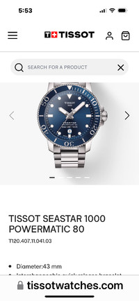 Tissot Seastar powermatic watch