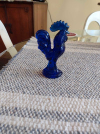 Cobalt Blue Glass Figurine, Rooster 