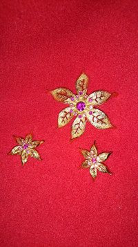Vintage Brooche with Matching Clip Earrings