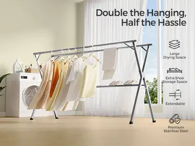 SONGMICS Heavy-Duty Laundry Drying Rack - 52.4-78.7”, View more