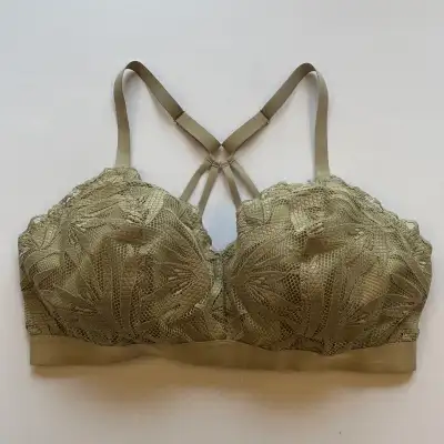 Aerie Olive Green Elegant Lace Bralette Strappy Back  Size XXL, View more