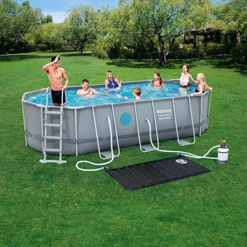 Bestway 18 x 9 ft Steel Oval Frame Pool with Sand Filter Pump, S Hot