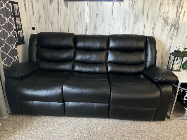 Leather like reclining couch and chair in Chairs & Recliners in La Ronge - Image 3