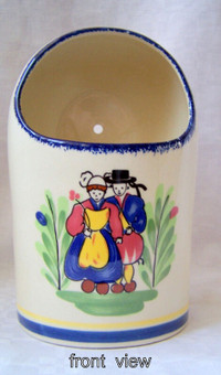 Domed Ceramic vase, wall/free stand, souvenir of France, unique