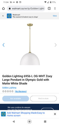 Golden lighting  large pendant in Olympic gold with matte white 