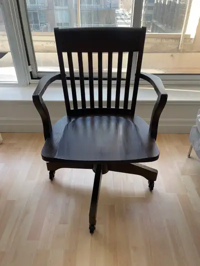 Vintage Dark Solid Wood Office desk swivel Chair, View more