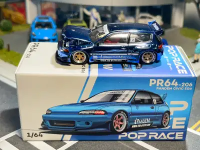 1/64 Pop Race PopRace Pandem Civic EG6 Blue Chrome, View more