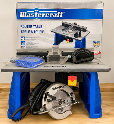 Mastercraft bench top router table in very good condition. Includes fence, guide accessories, safety...