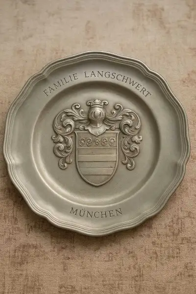 Vintage Pewter Decorative Plate – Familie Langschwert München, View more