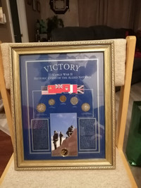 Beautifully framed and matted Rare WW11 Historic Coin Set!!