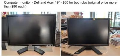 Computer monitor - Dell and Acer 19” - $60 for both obo (original price more than $80 each) Please m...