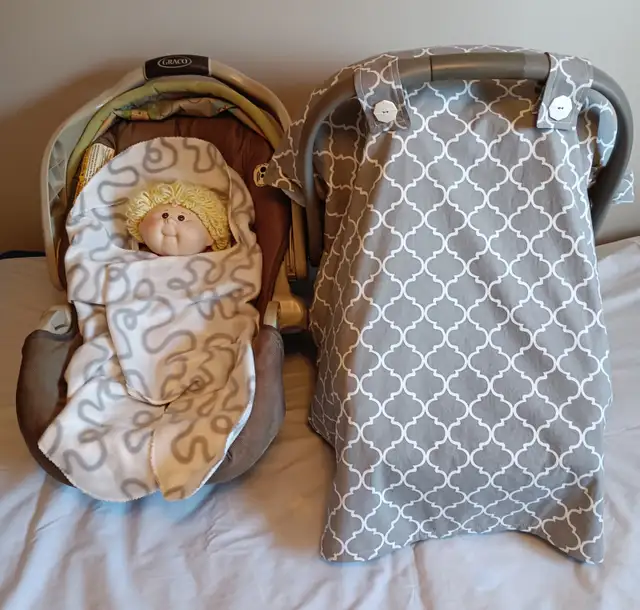 Baby Carseat Canopy with Baby Carseat Blanket-Wrap Set $70 in Strollers, Carriers & Car Seats in Cornwall - Image 3