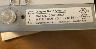 Dimplex garage/shop heater, View more