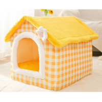 New Pet Cat & Dog Soft Enclosed House - Yellow & White