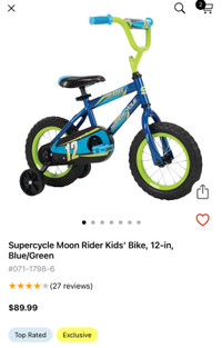 Supercycle Moon Rider Kids' Bike, 12-in,Blue/Green
