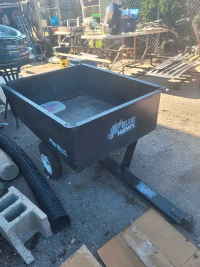 Blue Hawk 10cu ft 600lb Capacity Garden tractor/Atv dump trailer with tailgate. Decent condition gre...