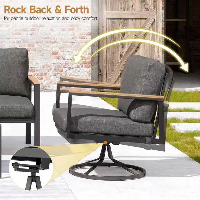5 PC Outdoor Patio Furniture Set, 360° Swivel Rocker Chairs in Patio & Garden Furniture in Markham / York Region - Image 6
