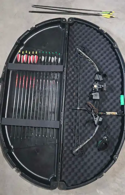 The bow is in great shape, hardly used. Strings are waxed, ready to go. Includes just over a dozen a...