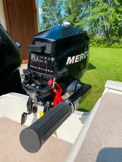 3.5 hp , 4 stroke , long shaft motor. Just tuned up by Plummers Marine. Runs great.