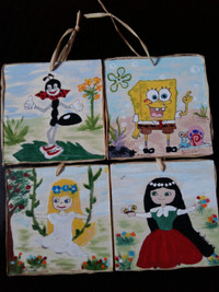Sponge bob, minecraft creeper +other painted pictures/snowflake
