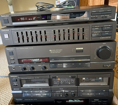 Vintage Technics Complete Stereo System — Speakers, Remote & Cab, View more