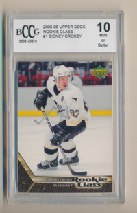 SIDNEY CROSBY PITTSBURGH PENGUINS UD ROOKIE CLASS GRADED 10