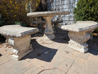 Cement patio table and 3 benches