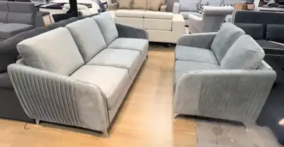 Grey Velvet Sofa Set - Loveseat and Sofa, View more