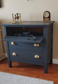 Vintage dresser w/fold-out drawer front - refinished in charcoal