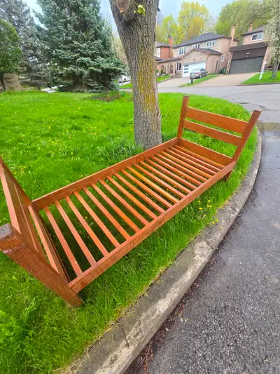 Hardwood bedframe for pickup, View more