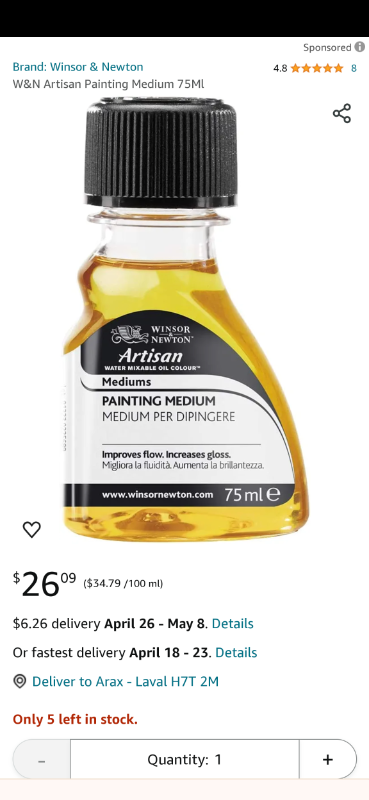 Art supplies : Painting Medium 75ml & Walnut Alkyd Medium 118 ml, View more