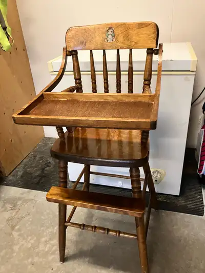 Vintage wooden high chair, View more