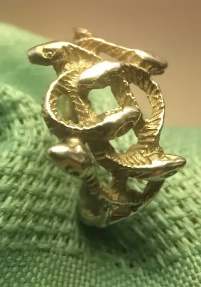 1980s Taxco Mexico Sterling Silver Multi-Head Snake Ring - 925, View more